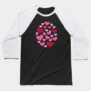 Hearts | Love | Pink | Oval | Black Baseball T-Shirt